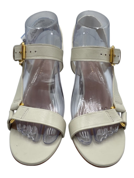 Trina Turk Shoe Size 7 White Leather open toe Strappy Stacked Heel Sandals White / 7