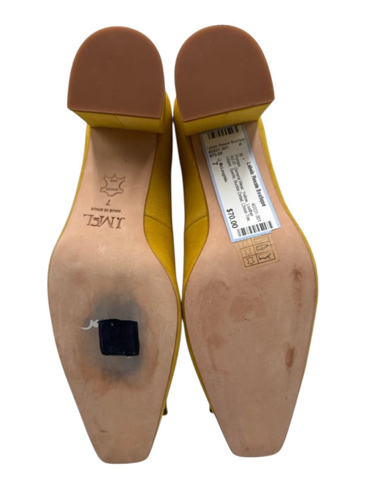 J. McLaughlin Shoe Size 7 Yellow Leather Upper Suede Buckle Detail Pumps Yellow / 7