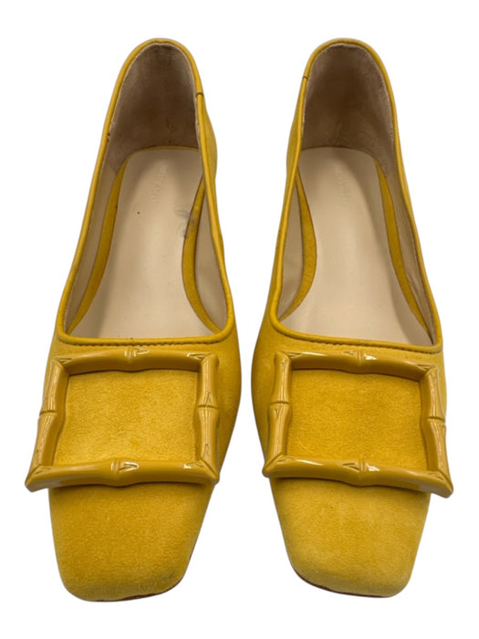 J. McLaughlin Shoe Size 7 Yellow Leather Upper Suede Buckle Detail Pumps Yellow / 7