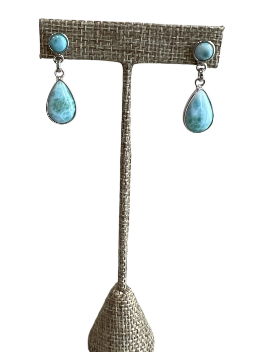 No Brand Blue 925 Stone Tear Drop Dangle Post Back Earrings Blue