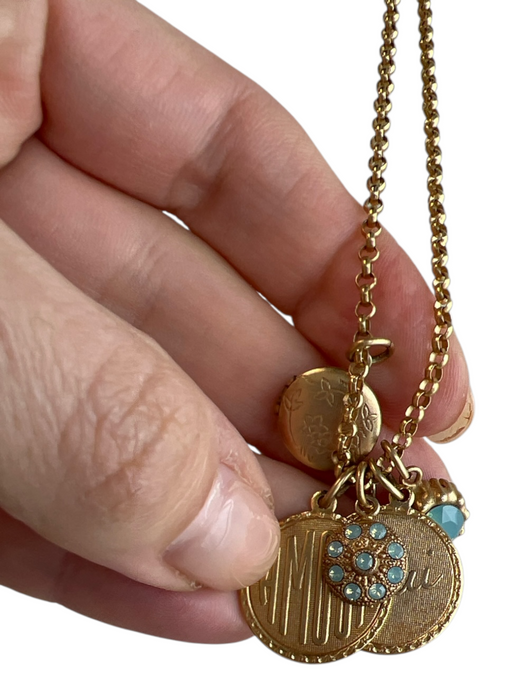 No Brand Gold Metal Rolo Chain Toggle Clasp Locket Charms Necklace Gold