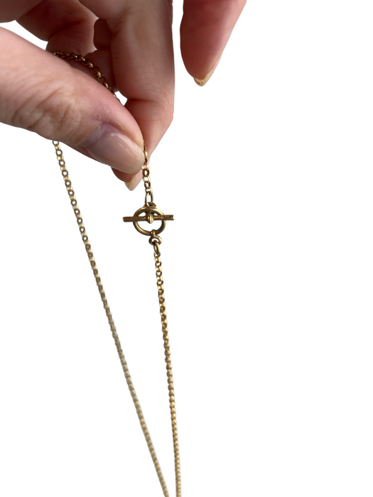 No Brand Gold Metal Rolo Chain Toggle Clasp Locket Charms Necklace Gold