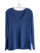 J Mclaughlin Size M Blue Cotton Blend Knit V Neck Wood Buttons Pullover Top Blue / M