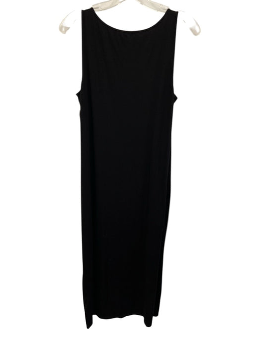 Eileen Fisher Size Est S Black Viscose Sleeveless Stretch Scoop Neck Midi Dress Black / Est S