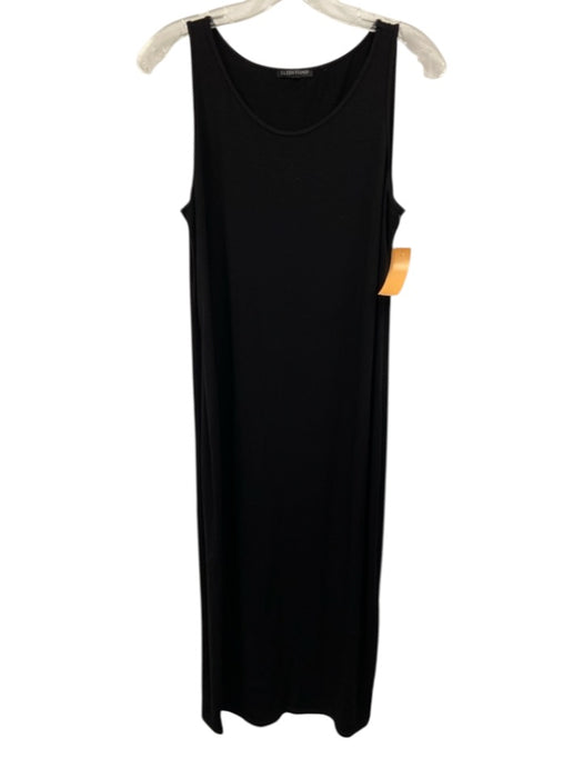 Eileen Fisher Size Est S Black Viscose Sleeveless Stretch Scoop Neck Midi Dress Black / Est S