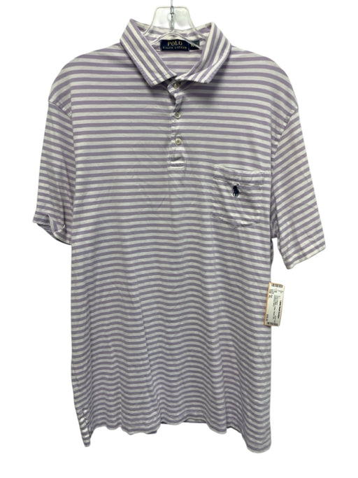 Polo Size XL Purple & White Cotton Striped Polo Men's Short Sleeve Purple & White / XL