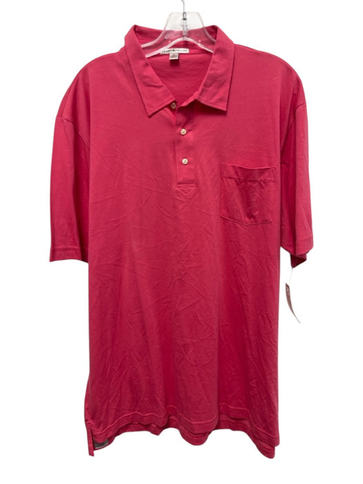 Peter Millar Size XL Pink Cotton Solid Polo Men's Short Sleeve Pink / XL