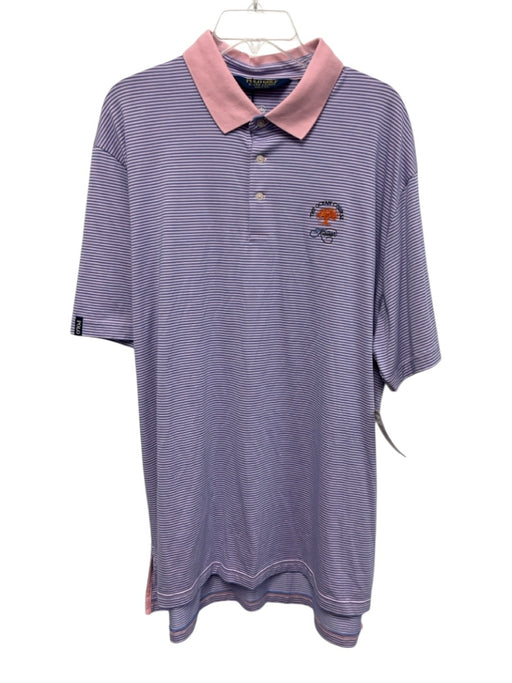 Polo NWT Size XL Blue & Pink Cotton Blend Striped Polo Men's Short Sleeve Blue & Pink / XL