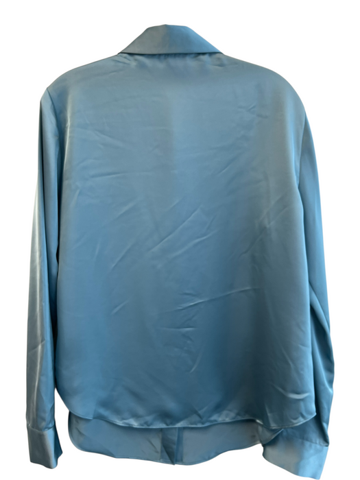 Emporio Armani Size Est M Teal Silk Long Sleeve Collar Button Down Top Teal / Est M