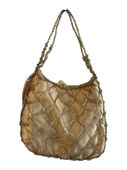 Vanessa Gold No Fabric Tag beaded design Magnetic Buttons Pouch hand bag Bag Gold / S