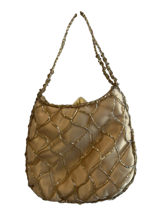 Vanessa Gold No Fabric Tag beaded design Magnetic Buttons Pouch hand bag Bag Gold / S
