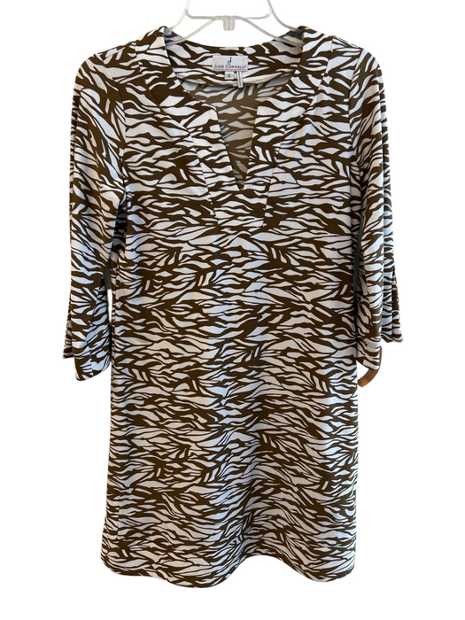 Jude Connally Size S Brown Missing Fabric Tag Animal & Abstract V Neck Dress Brown / S