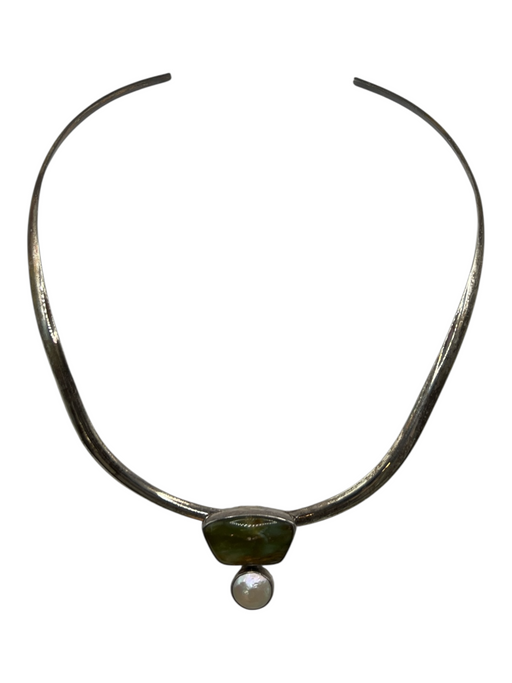 Jody Ochs Silver 925 Charm Pearl Choker Necklace Silver