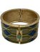 Gerard Yosca Green Enamel Gold Tone Geometric Bangle Hinge Bracelet Green