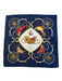 Hermes Navy, Yellow, Red Silk Square Rolled Hem scarf Navy, Yellow, Red / 90cm