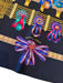 Hermes Black & Multi Silk Square Ribbon Rolled Hem scarf Black & Multi / 90cm