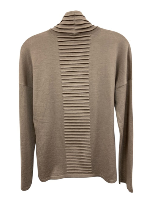 Les Copains Size 46 Gray Viscose Blend Long Sleeve Textured Knit Mock Neck Top Gray / 46