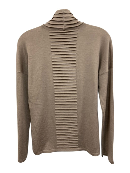 Les Copains Size 46 Gray Viscose Blend Long Sleeve Textured Knit Mock Neck Top Gray / 46