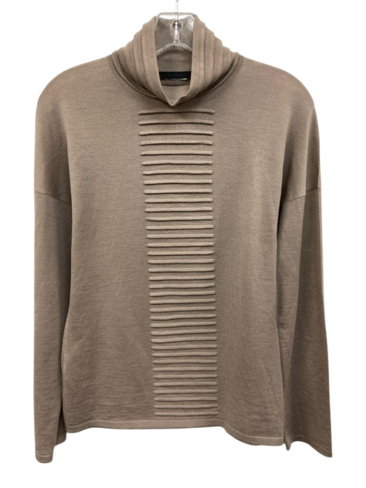 Les Copains Size 46 Gray Viscose Blend Long Sleeve Textured Knit Mock Neck Top Gray / 46