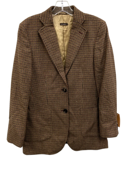 J. McLaughlin Size 46 Brown Multi Wool Blend Herringbone 2 button Pant Set Brown Multi / 46