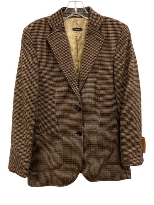 J. McLaughlin Size 46 Brown Multi Wool Blend Herringbone 2 button Pant Set Brown Multi / 46