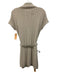 Rocco Ragni Size L Oatmeal Merino Wool Blend Button Front Tie Waist Cardigan Oatmeal / L