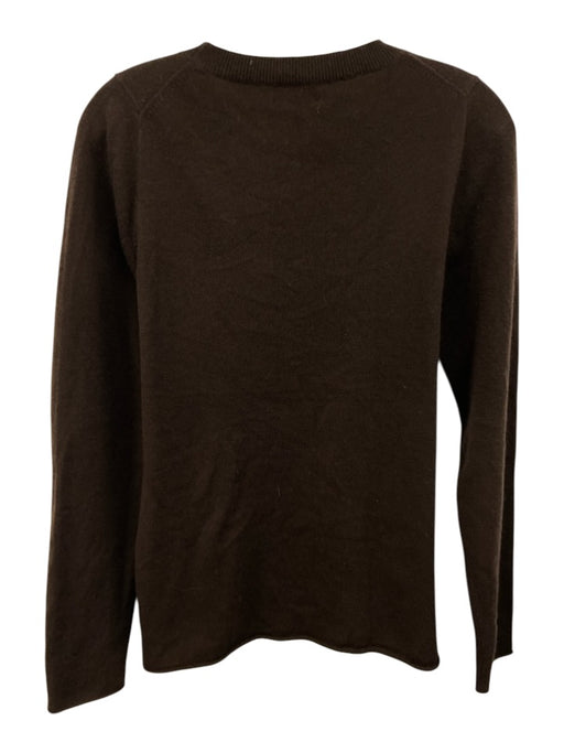 J Crew Size M Dark Brown Cashmere Crew Neck Ribbed Cuffs & Collar Sweater Dark Brown / M
