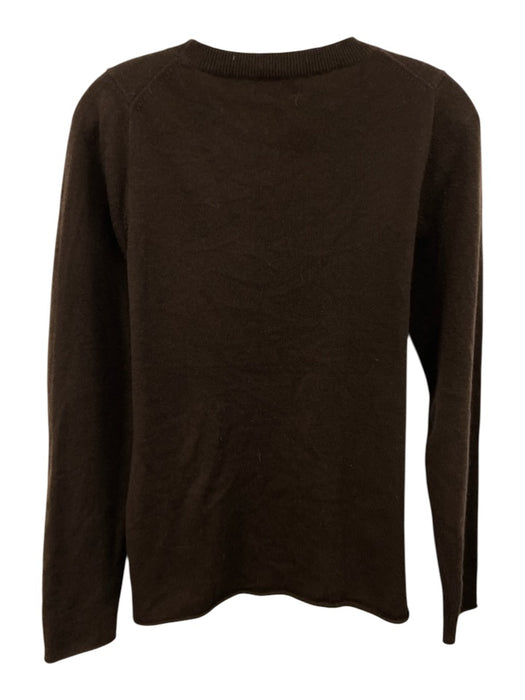 J Crew Size M Dark Brown Cashmere Crew Neck Ribbed Cuffs & Collar Sweater Dark Brown / M