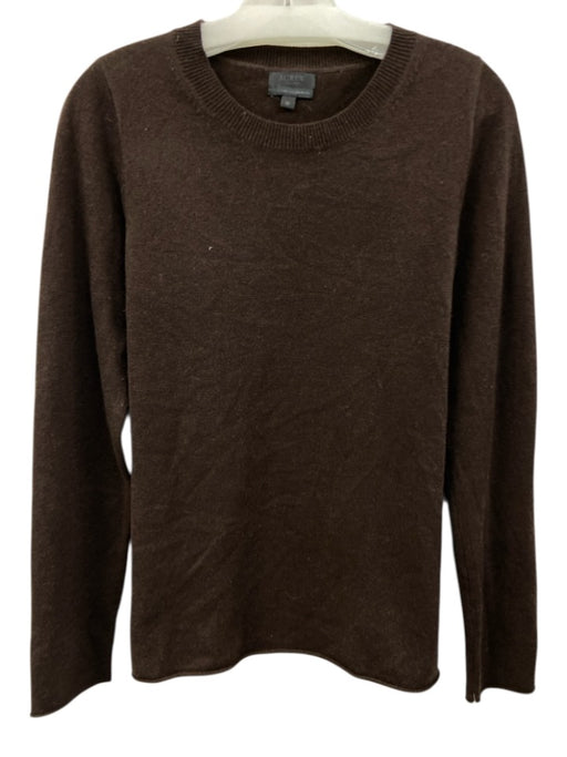 J Crew Size M Dark Brown Cashmere Crew Neck Ribbed Cuffs & Collar Sweater Dark Brown / M
