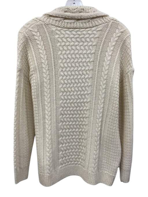 Reiss Size S Cream No Fabric Tag Cable Knit Button Front V Neck Cardigan Cream / S