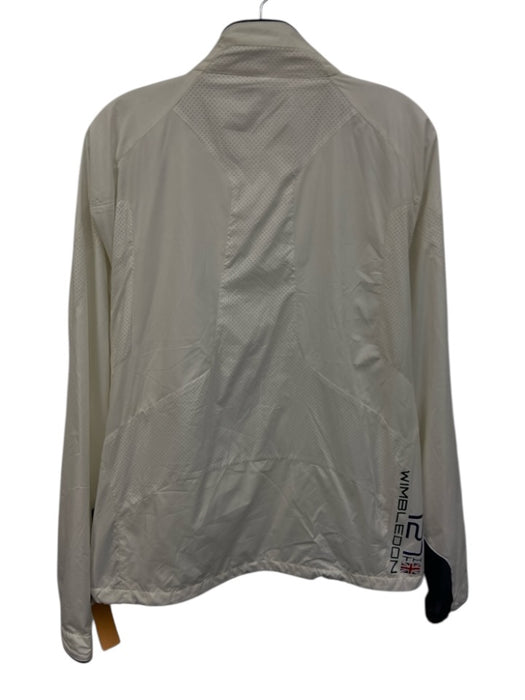 RLX Size M White & Blue Polyester Solid Zipper Men's Jacket White & Blue / M