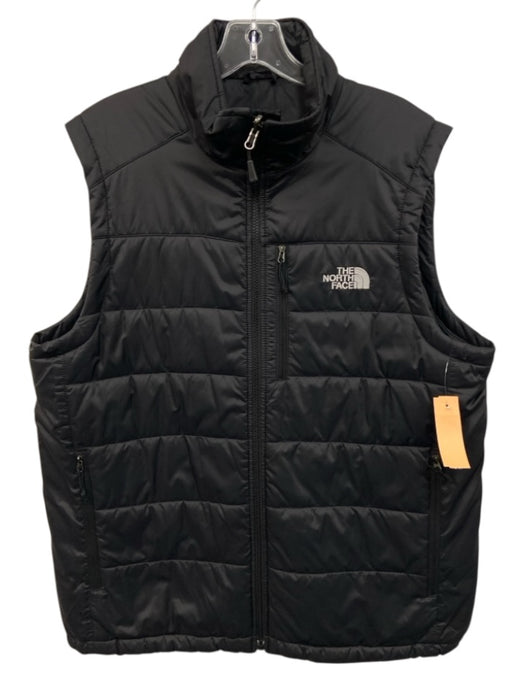 The North Face Size L Black & White Nylon Solid Zipper Men's Vest Black & White / L