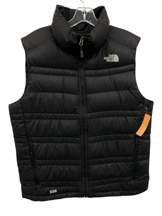 The North Face Size M Black & White Nylon Solid Zipper Men's Vest Black & White / M