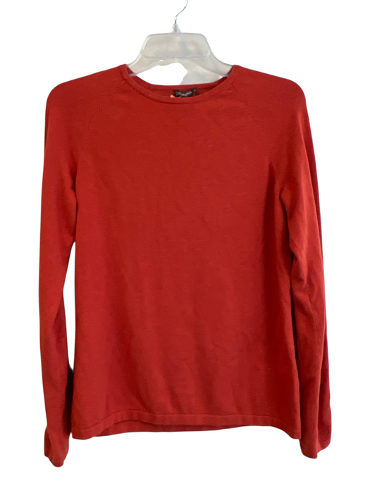 J Mclaughlin Size M Red Cotton Blend Round Neck Button Sleeve Long Sleeve Top Red / M