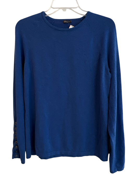 J Mclaughlin Size M Blue Cotton Blend Round Neck Button Sleeve Long Sleeve Top Blue / M