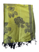 Pashmina Green Pashmina & Silk Tassle Hem Floral scarf Green