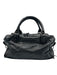 Balenciaga Black Leather Zip Close Whipstitch Shoulder Strap Fringe Detail Bag Black / Small