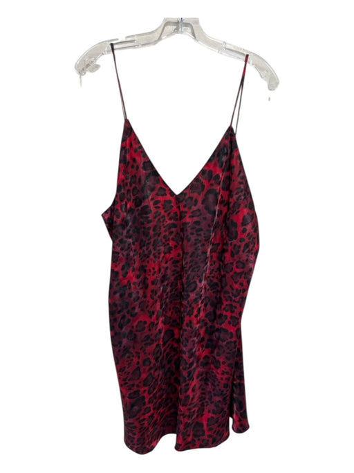 Natori Size XL Red & Burgundy Polyester Blend Wrap & Tie Animal Print Dress Red & Burgundy / XL