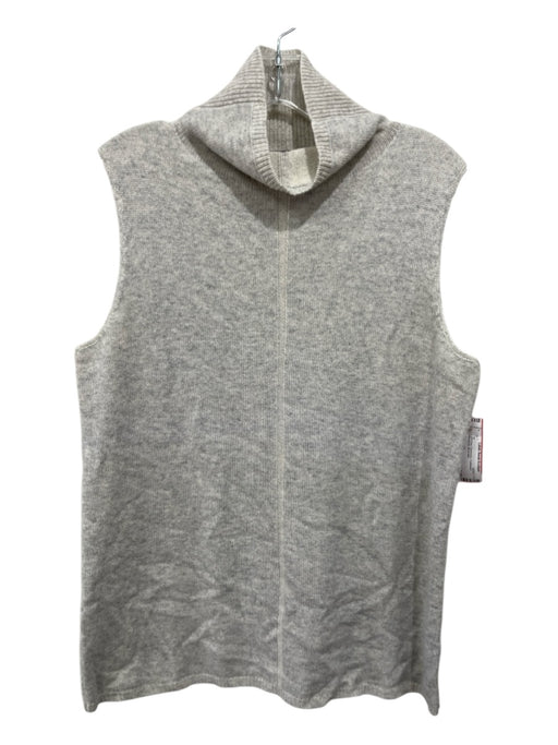 Lafayette 148 Size L Light Gray Cashmere Turtleneck Sleeveless Top Light Gray / L