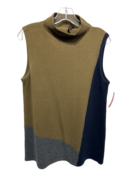 Lafayette 148 Size L Olive Green, Navy Blue, Gray Cashmere Mock Neck Skirt Olive Green, Navy Blue, Gray / L