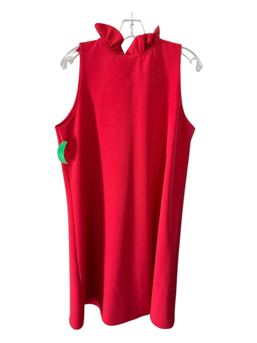 Tuckernuck Size XL Red Polyester Sleeveless Ruffle Neckline Tie Neck Dress Red / XL