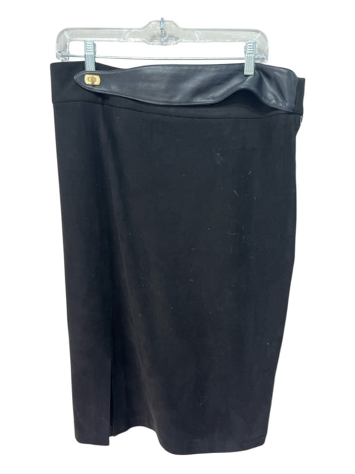 J Mclaughlin Size 14 Black Polyester Blend Belt Buckle Slit Maxi Skirt Black / 14