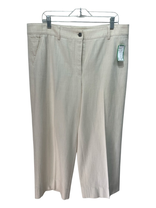 Akris Punto Size 14 Ivory Cotton Zip Fly Pockets Wide Leg Pants Ivory / 14
