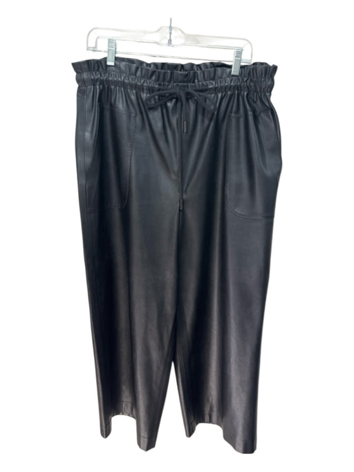 Akris Punto Size 10 Black Polyester & PU Blend Drawstring Waist Pockets Pants Black / 10