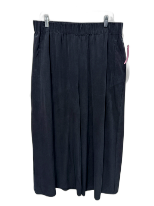 Cuyana Size XL Black Silk Elastic Waist Wide Leg Pants Black / XL