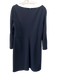 Lafayette 148 Size L Navy Long Sleeve Back Zip Wide Neck Midi Dress Navy / L