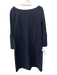 Lafayette 148 Size L Navy Long Sleeve Back Zip Wide Neck Midi Dress Navy / L