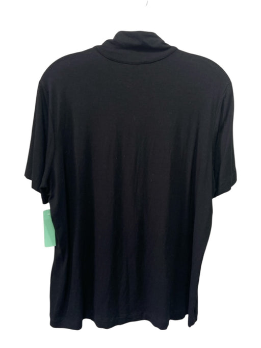 Anatomie Size XL Black Viscose Blend Short Sleeve High Neck Quarter Zip Top Black / XL