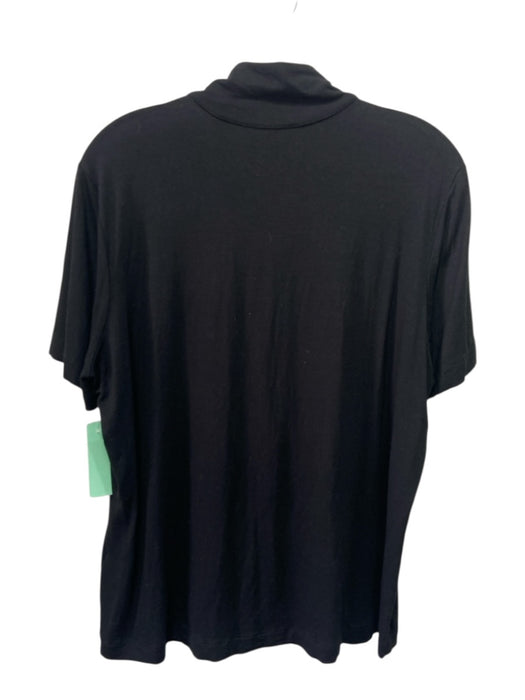 Anatomie Size XL Black Viscose Blend Short Sleeve High Neck Quarter Zip Top Black / XL