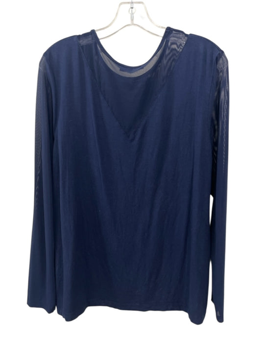 Anatomie Size XL Navy Blue Viscose Blend Mesh Panel Sheer Long Sleeve Top Navy Blue / XL